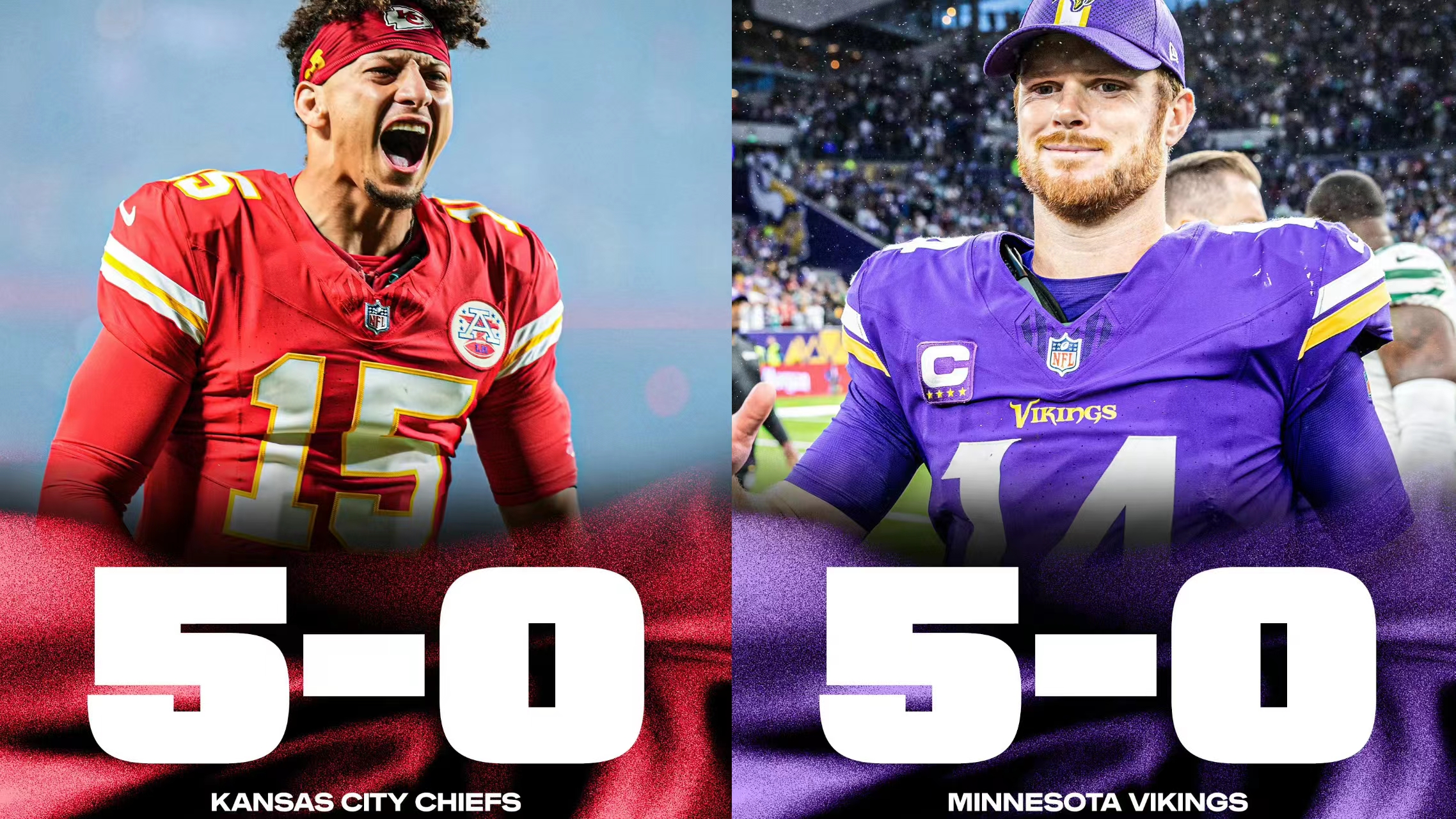 La guerre du football a commencé, et les Chiefs et les Vikings restent invaincus et dominent le champ de bataille de la NFL